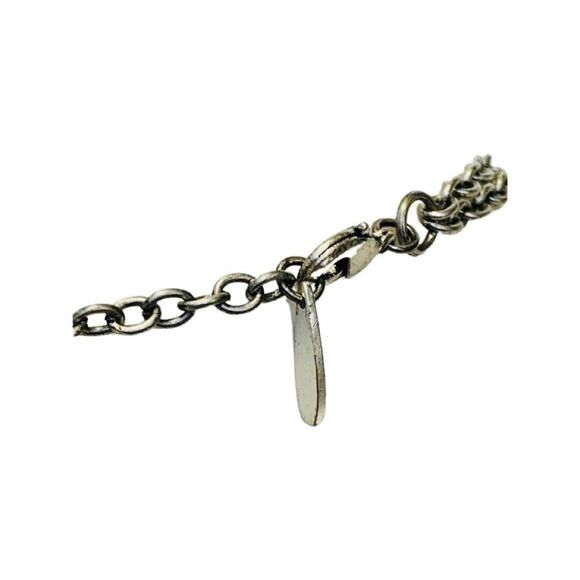 White Pearl Layered Station Necklace 18" Silver Tone Multi-Chain Station - Picture 9 of 10